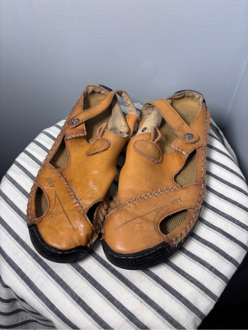 HSY Fashion closed-toe leather sandals men’s EU 43 US10